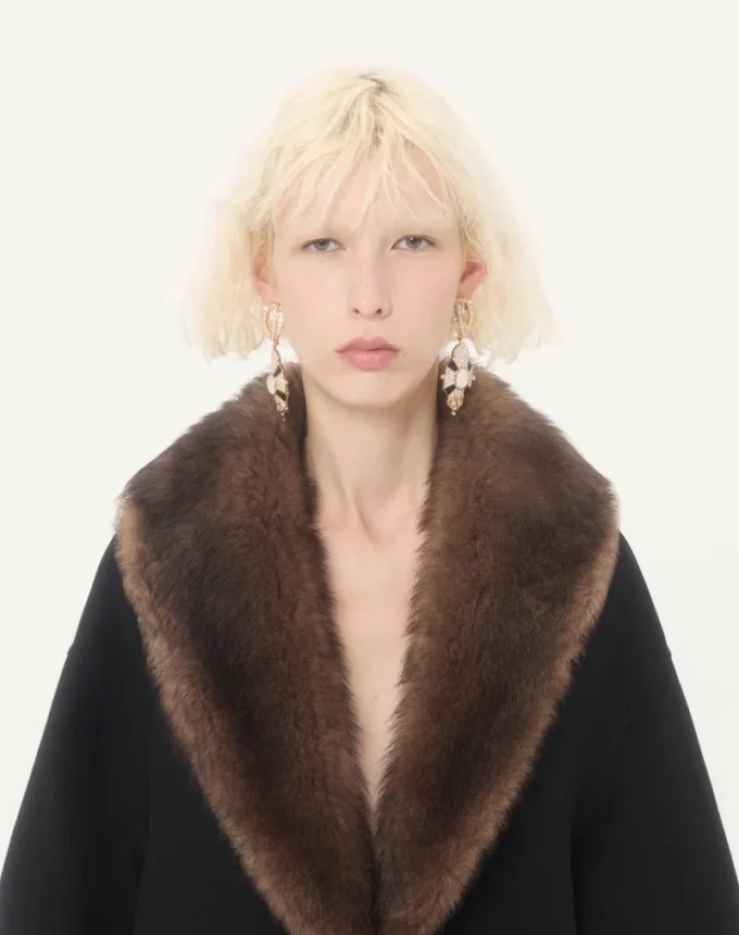 Compact Drap Caban with Shearling