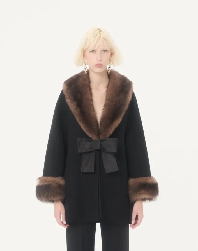 Compact Drap Caban with Shearling