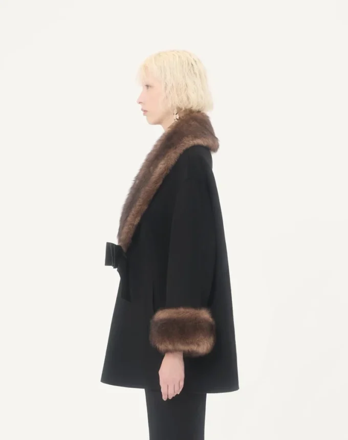 Compact Drap Caban with Shearling