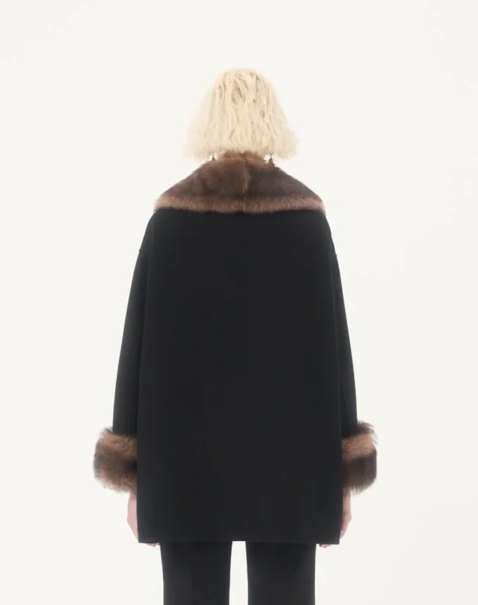 Compact Drap Caban with Shearling