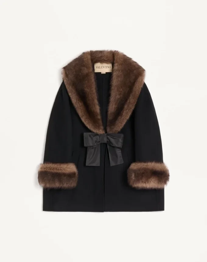 Compact Drap Caban with Shearling