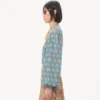 Cotton And Lurex Top With Embroidered Petales D’Amour Print