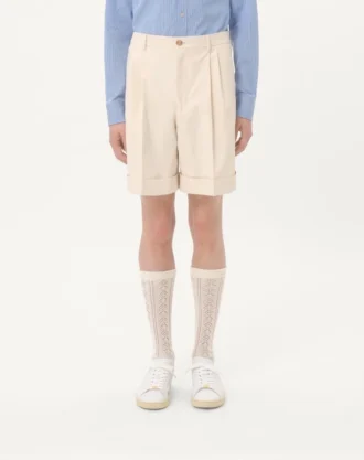 Cotton Canvas Cuffed Bermuda Shorts