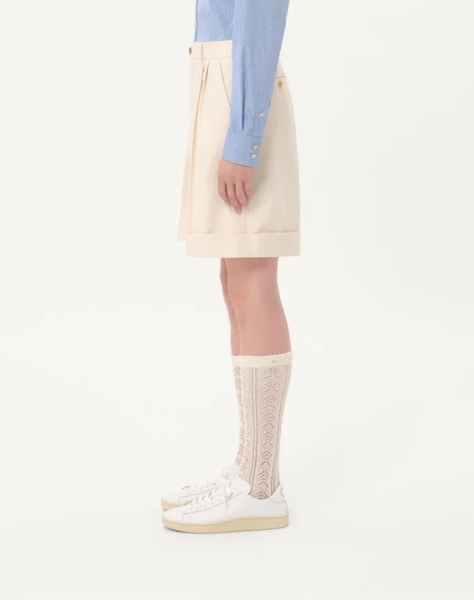 Cotton Canvas Cuffed Bermuda Shorts