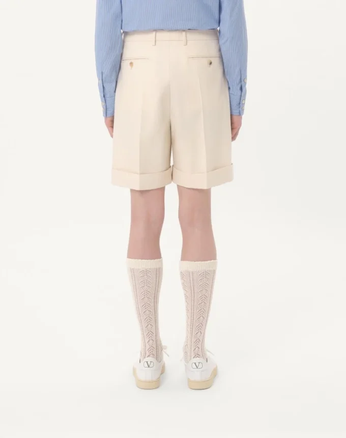 Cotton Canvas Cuffed Bermuda Shorts