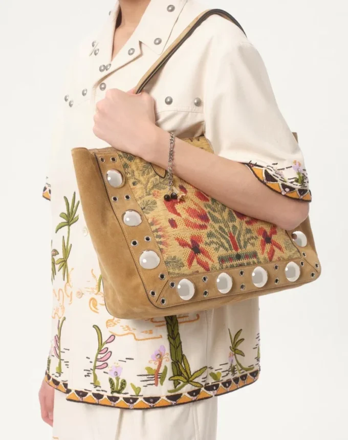 Cotton Canvas Shirt With Floral Embroidery