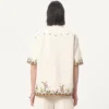 Cotton Canvas Shirt With Floral Embroidery