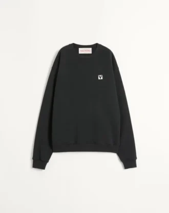 Cotton Crewneck Sweatshirt With Chez Valentino Patch