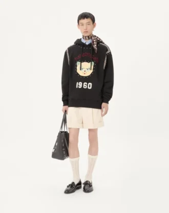 Cotton Hooded Sweatshirt With Le Chat De La Maison Patch
