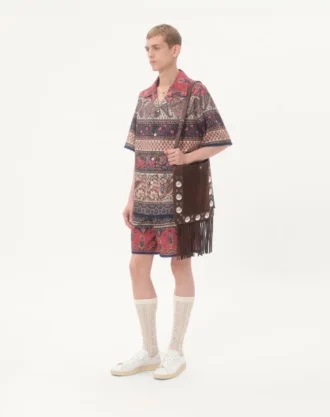 Cotton Muslin Bermuda Shorts With Voyage Imaginaire Print And Passementerie Trim