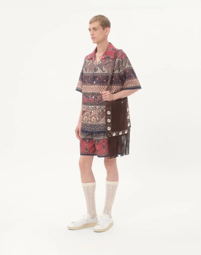 Cotton Muslin Bermuda Shorts With Voyage Imaginaire Print And Passementerie Trim