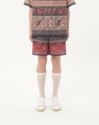 Cotton Muslin Bermuda Shorts With Voyage Imaginaire Print And Passementerie Trim
