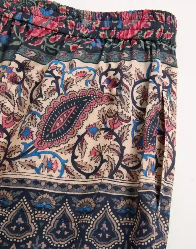 Cotton Muslin Bermuda Shorts With Voyage Imaginaire Print And Passementerie Trim