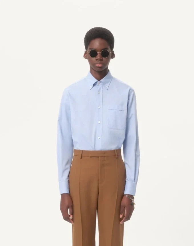 Cotton Oxford Shirt With Vlogo Embroidery Cotton Oxford Shirt With Vlogo Embroidery