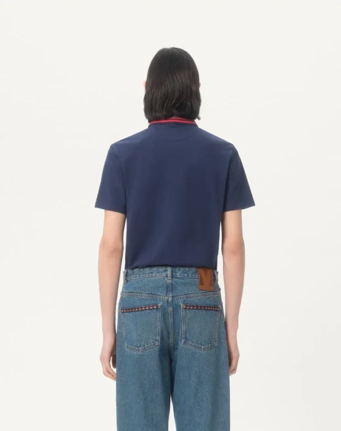 Cotton Piqué Polo Shirt With Vg Embroidery