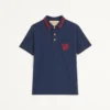 Cotton Piqué Polo Shirt With Vg Embroidery