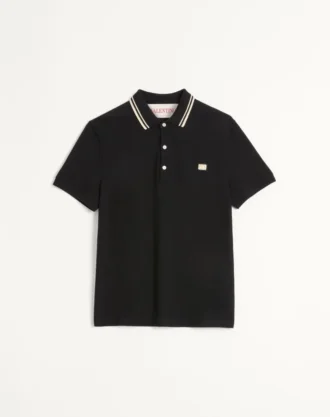 Cotton Piqué Polo Shirt With Vlogo Patch