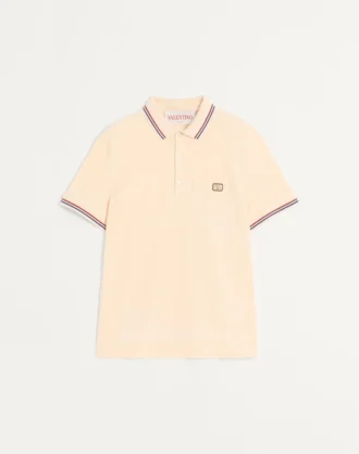 Cotton Piqué Polo Shirt With Vlogo Patch