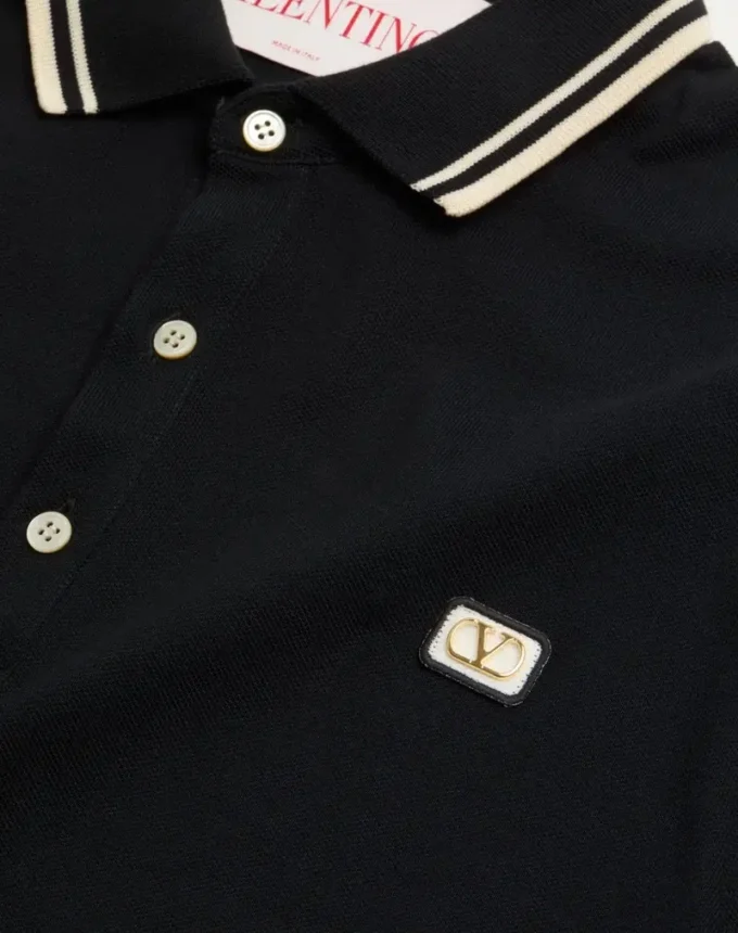 Cotton Piqué Polo Shirt With Vlogo Patch