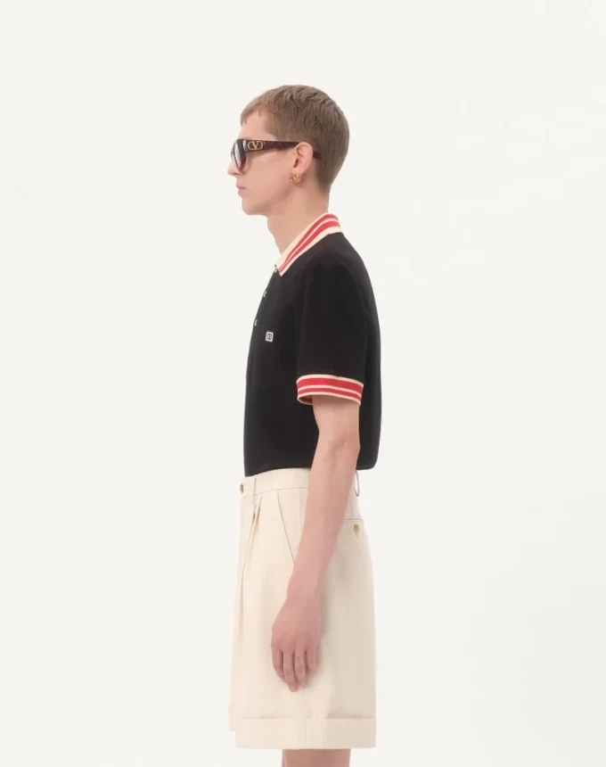 Cotton Piqué Polo Shirt With Vlogo Patch