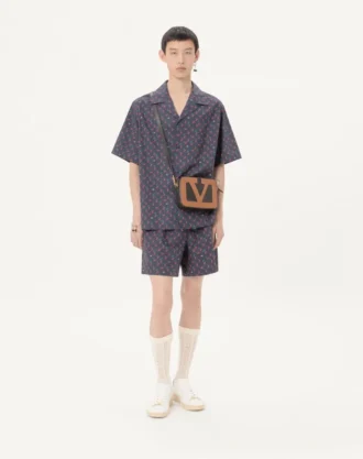 Cotton Poplin Bermuda Shorts With Cherryfic Print