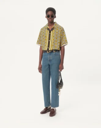 Cotton Poplin Bowling Shirt With Bulles Royales Print