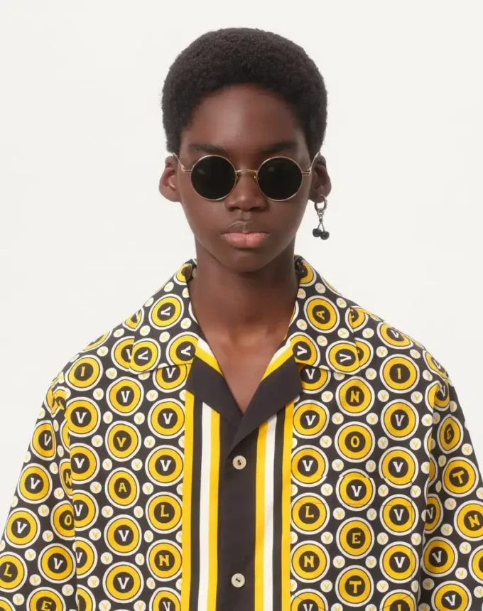 Cotton Poplin Bowling Shirt With Bulles Royales Print