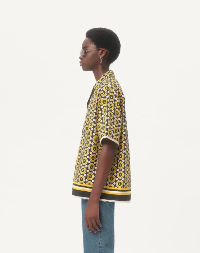 Cotton Poplin Bowling Shirt With Bulles Royales Print