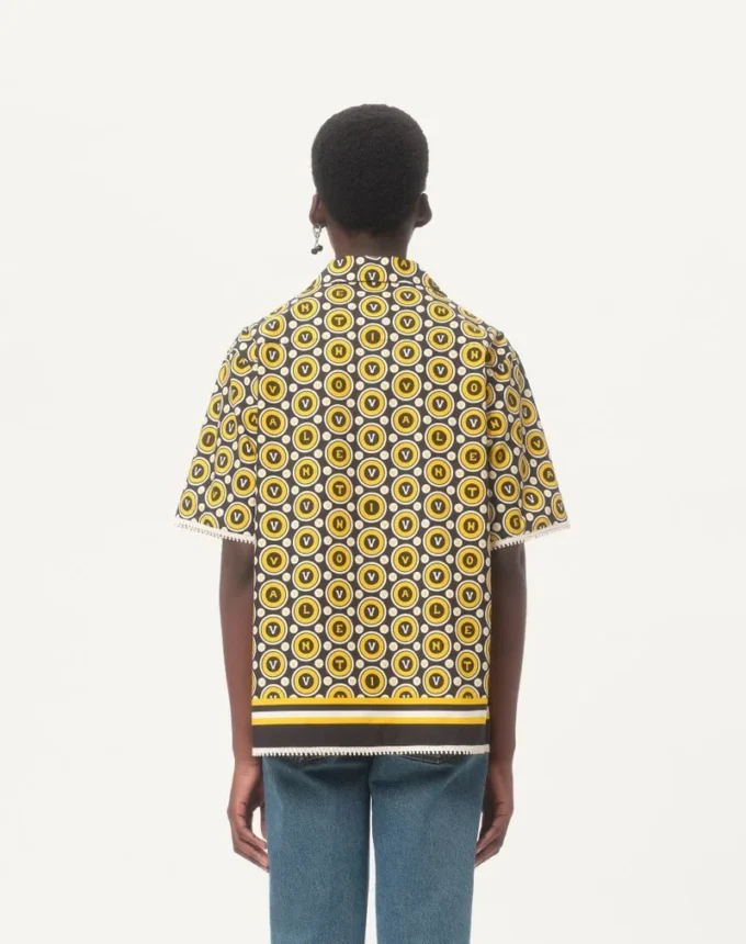 Cotton Poplin Bowling Shirt With Bulles Royales Print