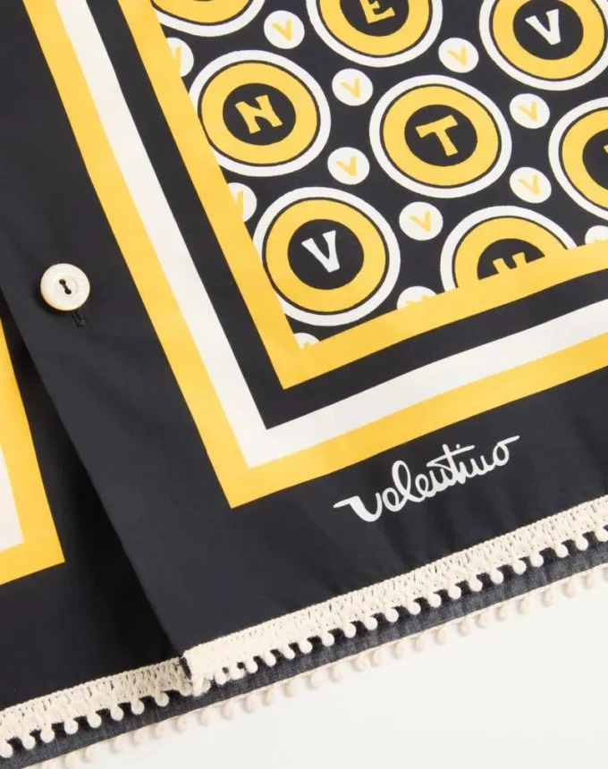 Cotton Poplin Bowling Shirt With Bulles Royales Print