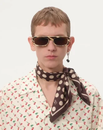 Cotton Poplin Bowling Shirt With Cherryfic Print