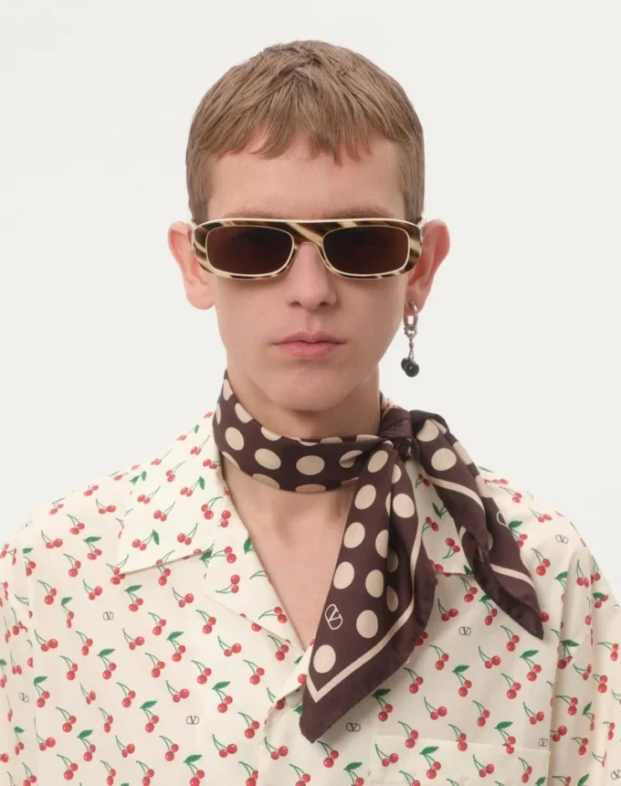 Cotton Poplin Bowling Shirt With Cherryfic Print