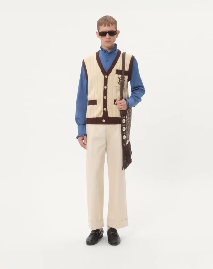 Cotton Poplin Shirt With Plastron And Ruffles