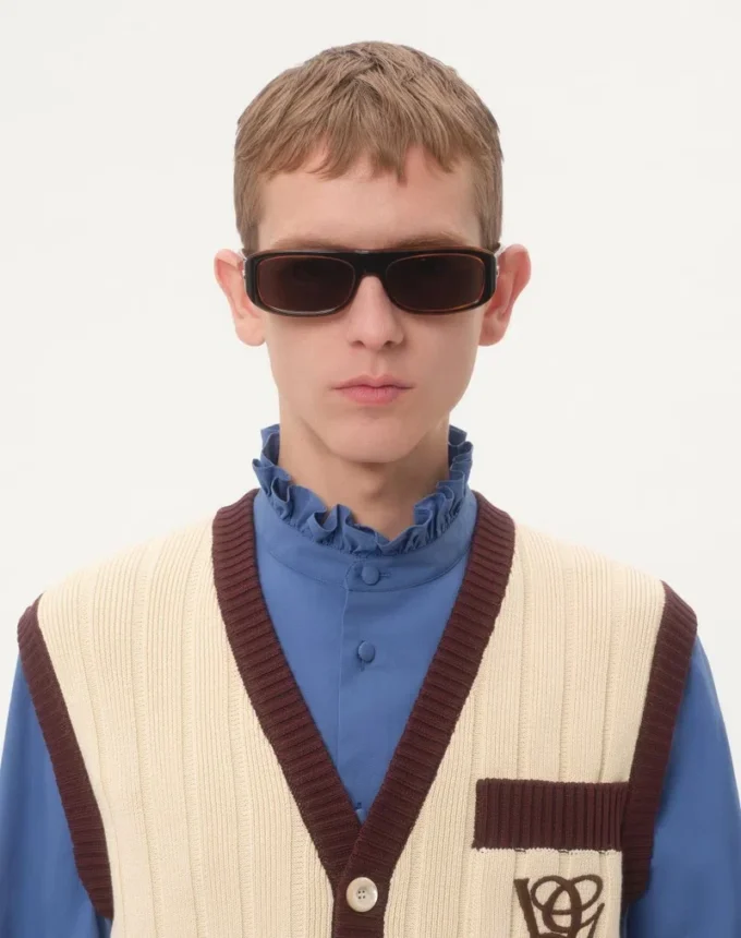 Cotton Poplin Shirt With Plastron And Ruffles