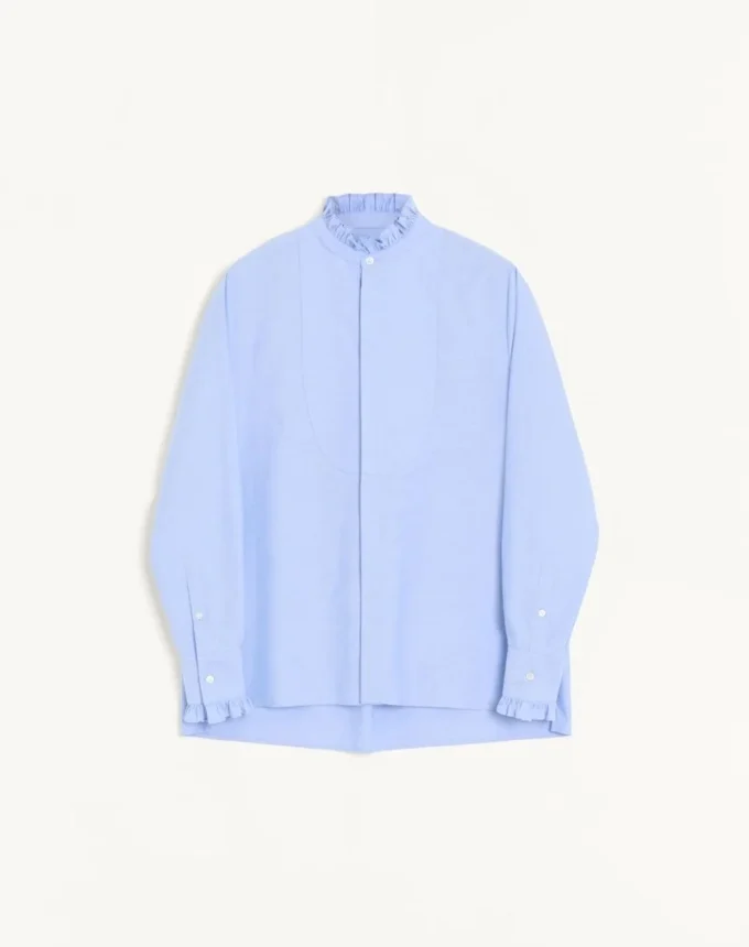 Cotton Shirt With Plastron And Ruffles