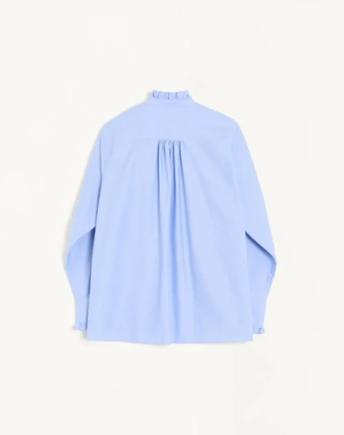 Cotton Shirt With Plastron And Ruffles