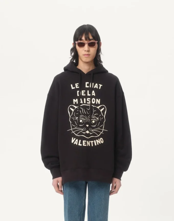 Cotton Sweatshirt With Le Chat De La Maison Patch Cotton Sweatshirt With Le Chat De La Maison Patch