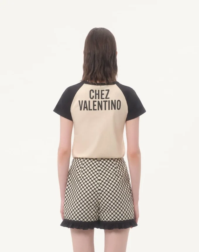 Cotton T-Shirt With Chez Valentino Print Cotton T-Shirt With Chez Valentino Print