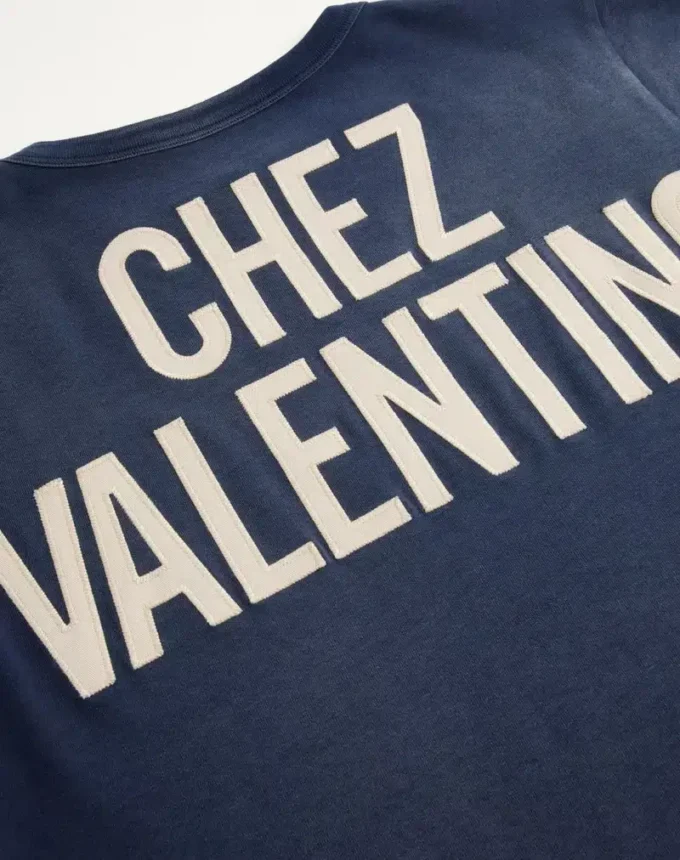 Cotton T-Shirt With Chez Valentino Print And Patch