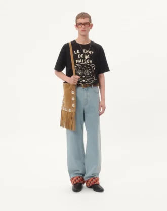 Cotton T-Shirt With Le Chat De La Maison Print