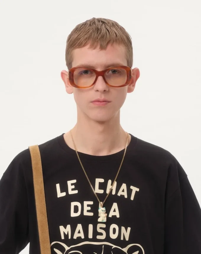 Cotton T-Shirt With Le Chat De La Maison Print