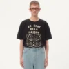 Cotton T-Shirt With Le Chat De La Maison Print