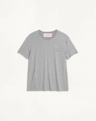 Cotton T-Shirt With Vlogo Patch