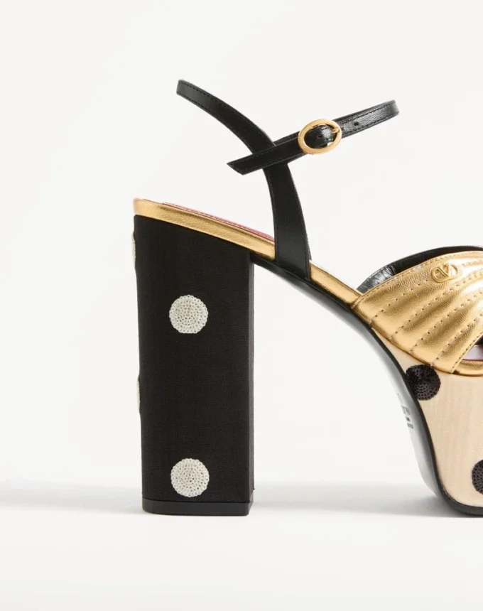 Crasher Platform Sandal with Plus de Pois Embroidery 125mm