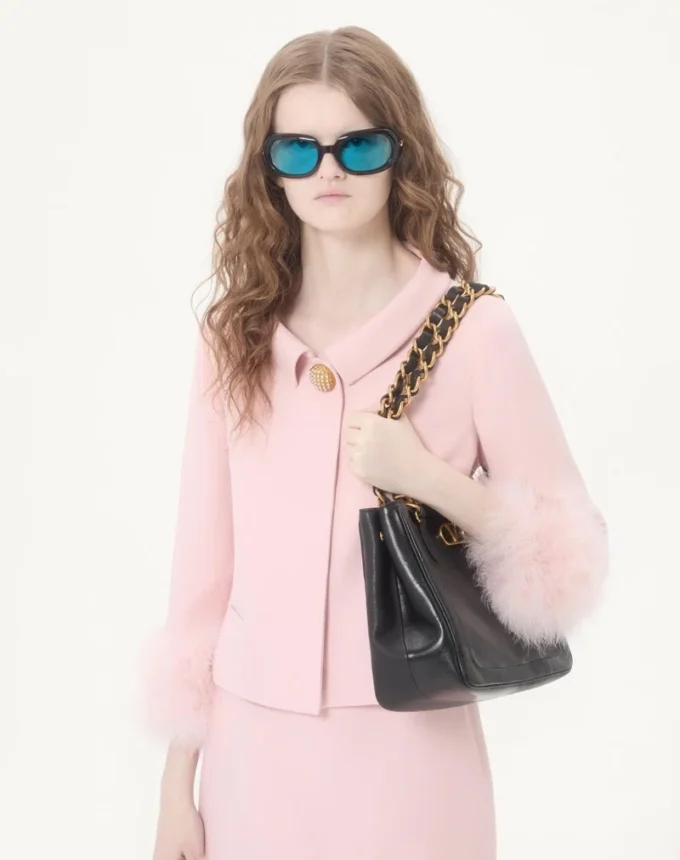 Crepe Couture Jacket with Feathers