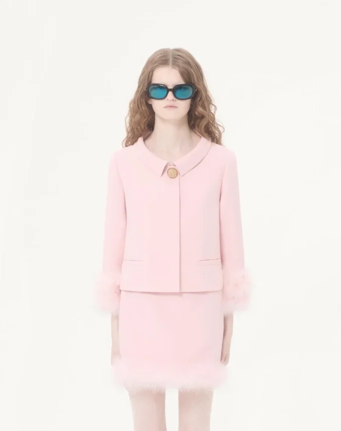 Crepe Couture Jacket with Feathers