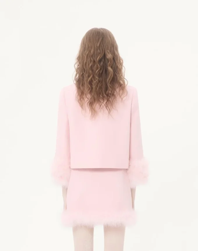 Crepe Couture Jacket with Feathers