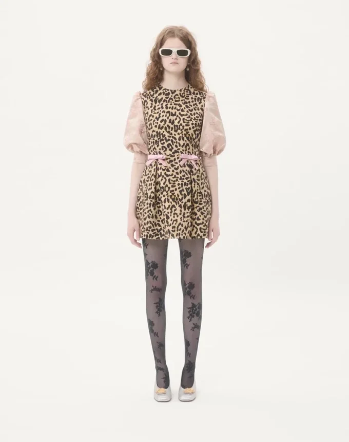 Crepe Couture Short Dress With Animalier Print Crepe Couture Short Dress With Animalier Print