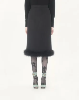 Crepe Couture Skirt with Feathers