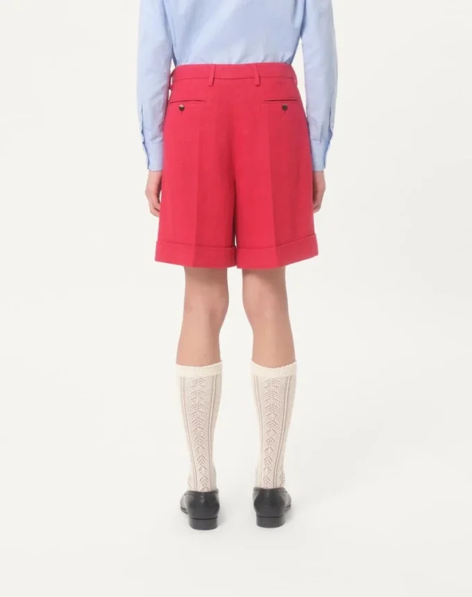 Cuffed Linen Bermuda Shorts